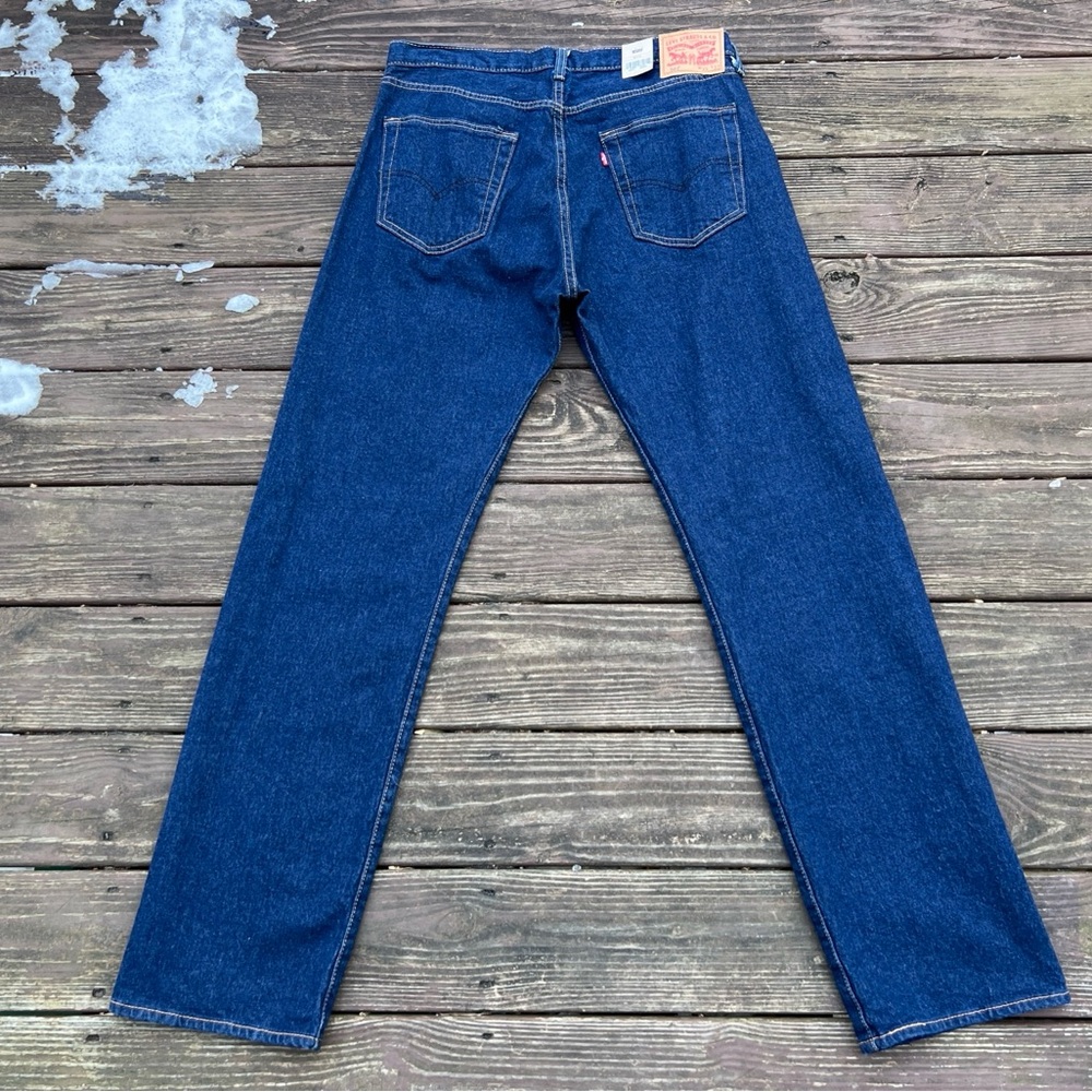 Levis 501 Jeans Mens 35x32 Blue Original Button Fly Dark Wash Denim Cowboy Work